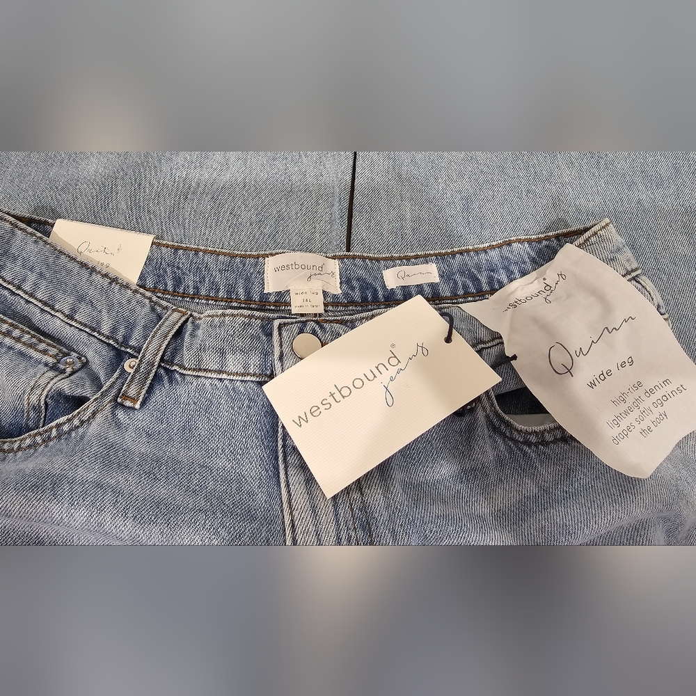 NWOT Westbound High Waist Wide Leg Jeans Cotton Women's Size 14 LONG - Picture 2 of 5